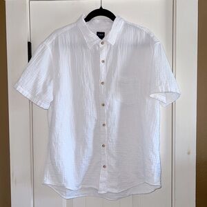 J. Crew White Textured Short Sleeve Shirt